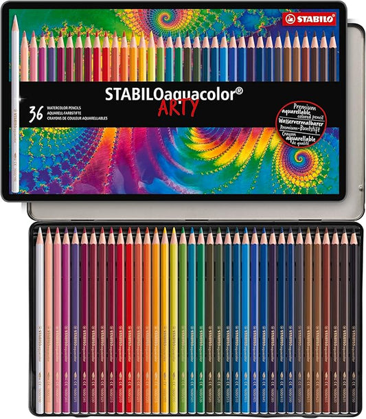 STABILO Aquarellable Coloring Pencil - STABILOaquacolor - Tin of 36 - Assorted Colors