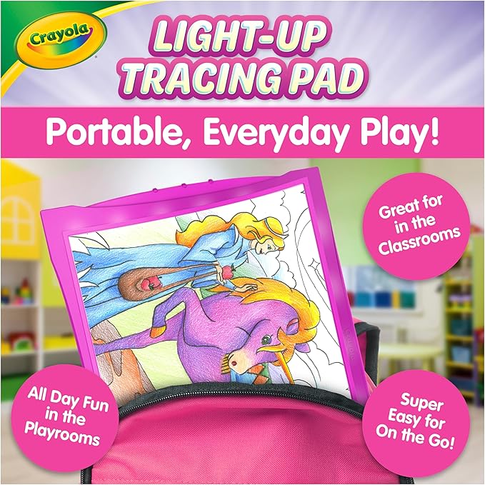 Crayola Light Up Tracing Pad Pink, Essential Easter Basket Stuffers, Best Birthday Gifts for Girls & Boys, 6, 7, 8 Year Olds, Kids Toys, Light Box Art Kit for Kids [Amazon Exclusive]