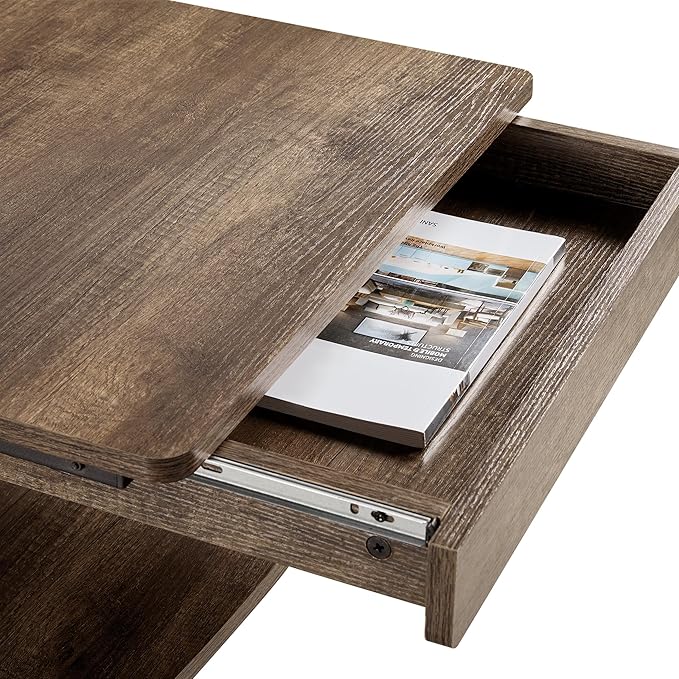 Yaheetech Small Rolling Computer Desk with Storage Drawer, Rolling Home Office Computer Desk with Keyboard Tray, Laptop Desk with Wheels and Drawer, Taupe Wood