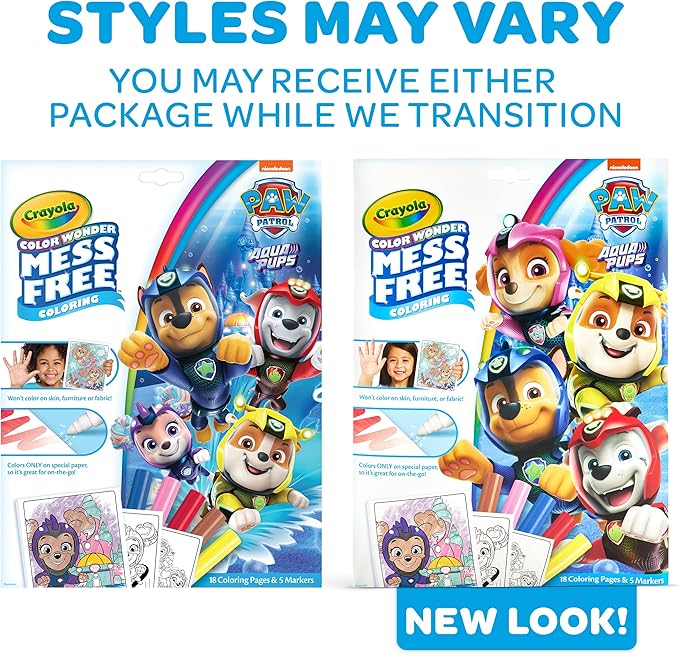 Crayola PAW Patrol Aqua Pups Color Wonder Coloring Set, Mess Free Coloring Pages for Toddlers, Travel Activity, PAW Patrol Toys & Gifts