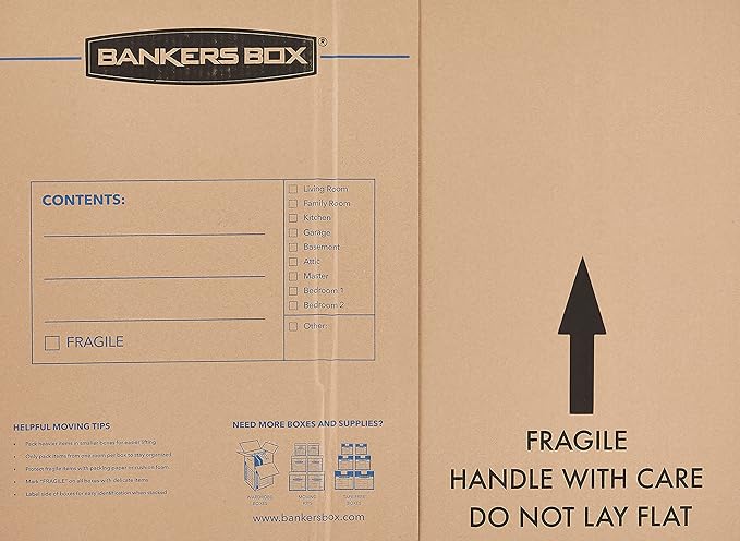 Bankers Box Medium - up to 40" TV/Picture/Mirror - Moving Box 4 Pack, 37 x 4 x 27 in (7711201)