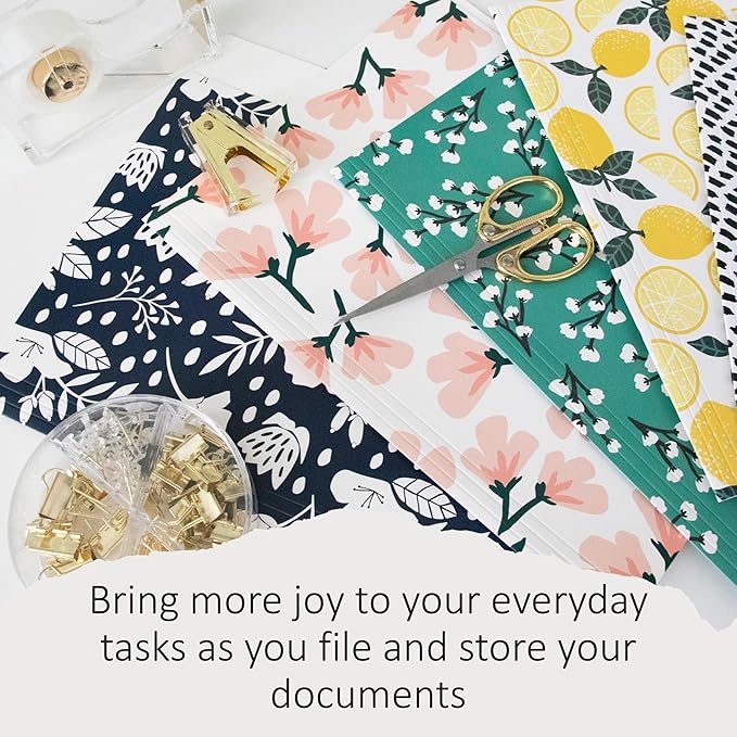 Cute File Folders, Set of 12 3-Tab Letter Size Decorative File Folders Boho Manilla 8.5 x 11 – Pretty Designer Home Office School Supplies (Mesmeric)