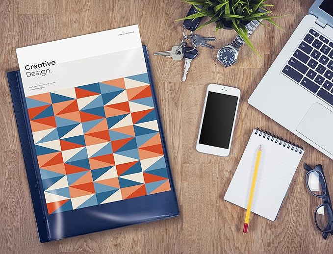 Better Office Products 12 Pocket Bound Presentation Book, Blue, Clear View Front Cover, 24 Sheet Protector Pages, 8.5" x 11" Sheets, Art Portfolio, Durable Poly Covers, Letter Size (2 Pack)