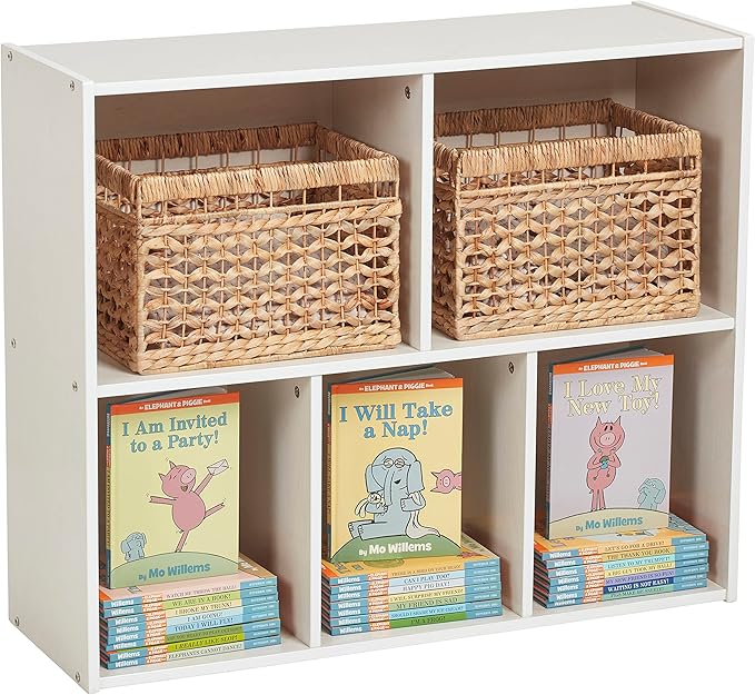 ECR4Kids Streamline 5-Compartment Single-Sided Storage Cabinet, 30in, Kids Furniture, White Wash