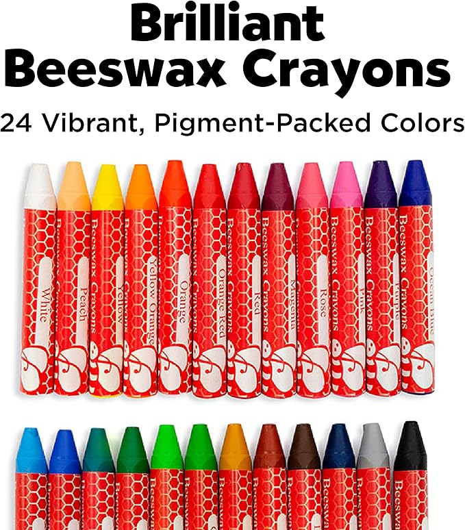Faber-Castell Beeswax Crayons in Durable Storage Case: Non-Toxic Jumbo Triangle Crayons for Toddlers, Travel-Friendly Toddler Art Supplies for Kids (Ages 3+) (24 Count)