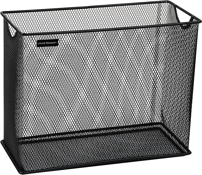 Mind Reader Vertical File Storage, Desktop Organizer, Hanging Files, Office, Metal Mesh, 12.25" L x 5.5" W x 10" H, Black (Pack of 6)