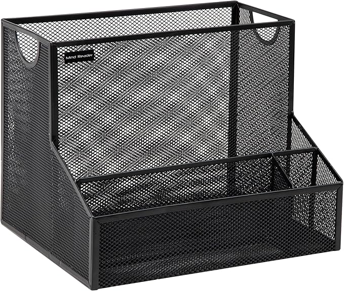 Mind Reader Desktop Organizer, Vertical File Storage, Letter Size, Office, Metal Mesh, 12.15"L x 9.5"W x 9.5"H, Black