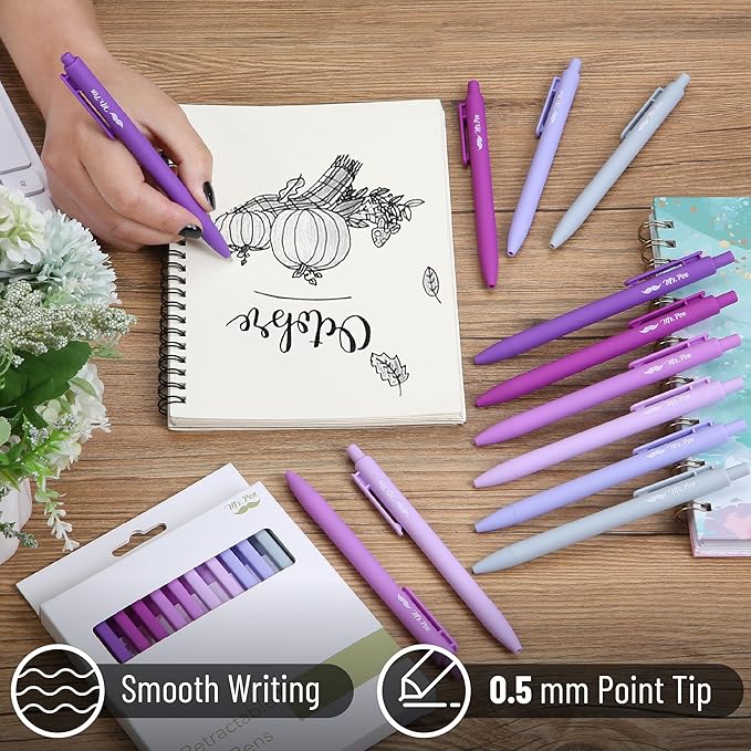 Mr. Pen- Retractable Gel Pens, 12 Pack, Black Ink, Lavender Legacy Barrel Gel Pens, Fine Point 0.5mm, Retractable Pens