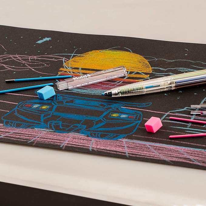 Pentel 8 Color Automatic Pencil Box Set, Assorted Accent Clip Colors, 8 Color Lead Refills and Sharpener (PH158-ST)