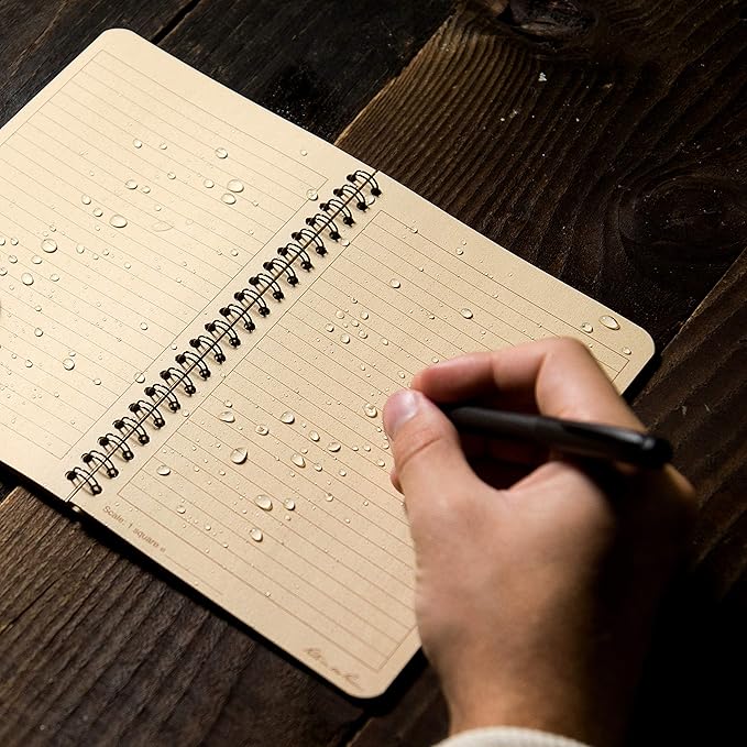 Rite in the Rain Weatherproof Side Spiral Notebook, 4.625" x 7", Tan Cover, Universal Pattern (No. 973T)
