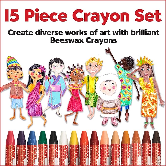 Faber-Castell World Colors Beeswax Crayons | 12 Blendable Skin Tone Colors | Screen-Free Coloring that Builds Color Skills | Easy-Grip, Non-Toxic for Preschoolers (Ages 3+)