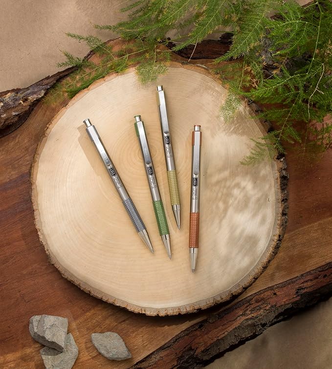 Zebra Pen F-301 Signature Series Retractable Ballpoint Pen, 0.7mm, Black Easy-Glide Ink, Stainless-Steel Barrel with Earth Tone Accents, Ideal for Office, Journal and Planner Use, 4-Pack (27304)