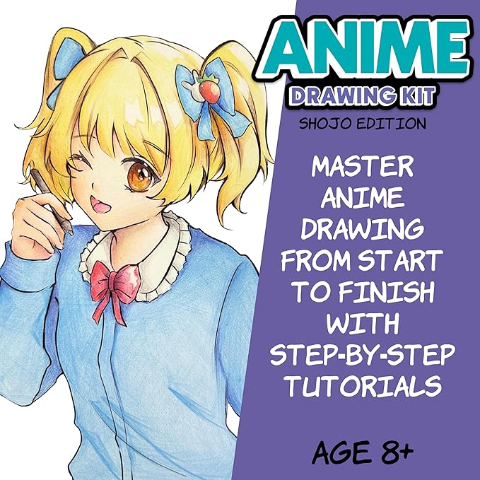 Faber-Castell Anime Drawing Kit: Shojo Edition | Step-by-Step Instruction Book with 20 Practice Pages, Color Pencil Set & Drawing Supplies for Kids, Easter Basket Stuffers (1 Book)