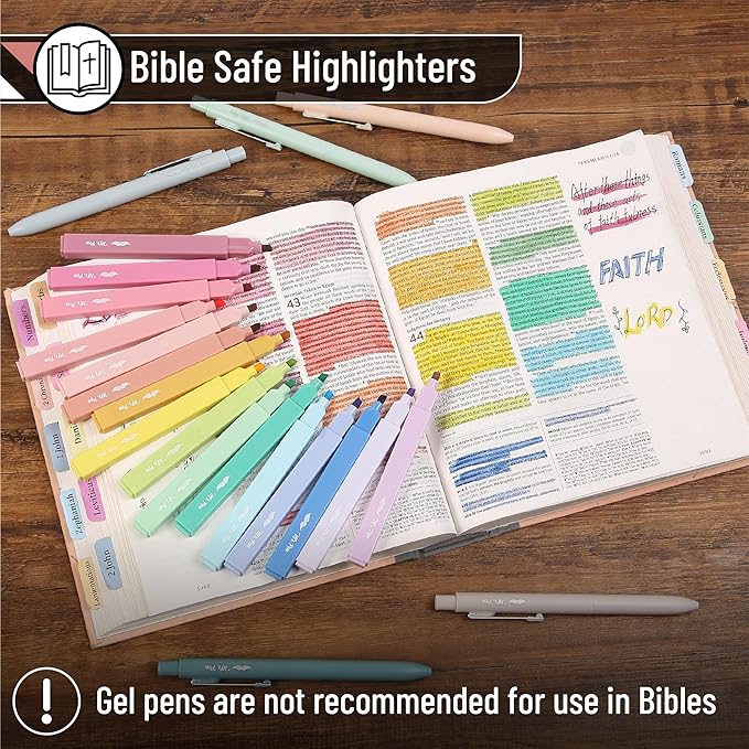 Mr. Pen Aesthetic Highlighters and Gel Pens, 22 Pack, Assorted Colors Bible Highlighters, No Bleed, Black Ink Gel Pens, Cute Highlighter Pens for Bibles