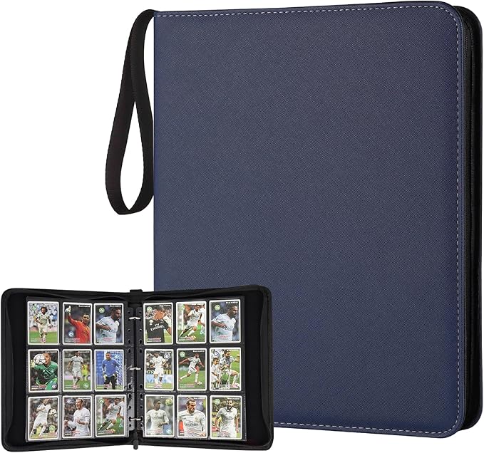 9 Pocket Card Binder, Premium Zip Trading Card Binder, 720 Double Sided Pocket PU Card Collection Binder, Collector Card Album, Card Folder for MTG, TCG, Sports Cards, Game Cards (DARK BLUE)