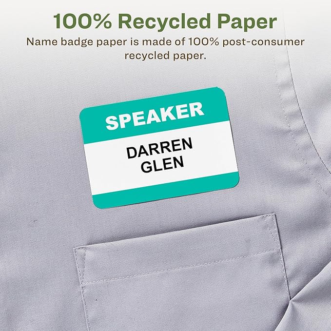 Avery EcoFriendly Recycled Name Tags, 2-1/3" x 3-3/8", White, Removable Adhesive, 400 Printable Name Badges (45395)
