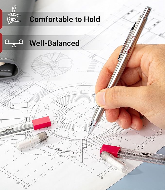 Mr. Pen- Metal Mechanical Pencils, 0.3mm, 2 Pack, Pencil Mechanical, Lead Pencil, Metal Mechanical Pencil