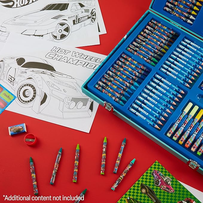 Hot Wheels Colored Pencils Art Supplies 130 pcs Drawing Kit School Supplies Painting Girls Drawing Pencils Art Kit Travel Case with Crayons Arts and Crafts for Kids 4-12