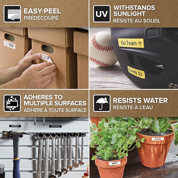 Dymo D1 Standard Labelling Tape 12mm x 7m - White on Black