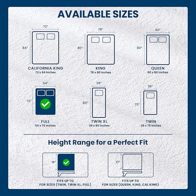 Utopia Bedding Waterproof Mattress Protector Full Size 2 Pack, Premium 200 GSM Terry Mattress Cover, Soft & Breathable Bed Cover, Fitted Sheet Style with Stretchable Deep Pockets 15" (White)