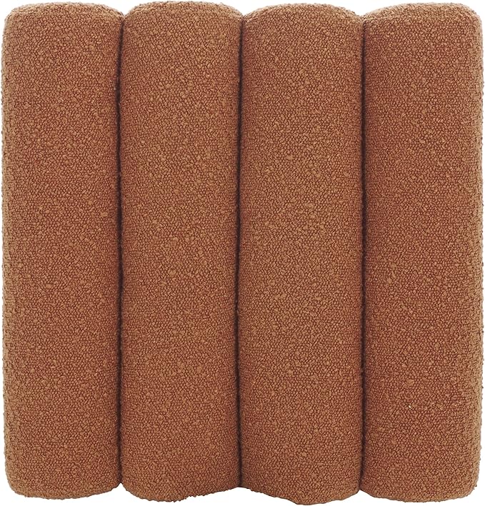 SAFAVIEH Home Collection Joseph Rust Boucle Channel Tufted Square Ottoman Seat Foot Rest (Fully Assembled)