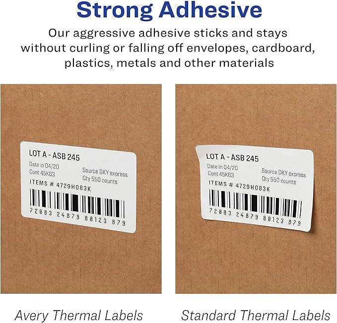 Avery Direct Thermal Address Labels, 1-1/8" x 3-1/2", White, Comparable to DYMO 30251, 130 Blank Labels per Roll, 2 Rolls, 260 Total (4150)