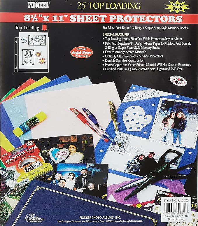 Pioneer Photo Albums RW-SB25 Bulk Sheet Protectors for 8.5 x 11 Pages (Pack of 25)