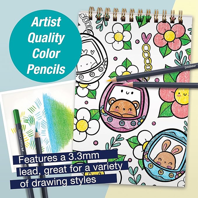 Faber-Castell Learn to Draw Kawaii World: Drawing Kit with Goldfaber Colored Pencils, 100+ Activities, Stickers & Supplies, Screen-Free Art Gift for Kids, Tweens & Beginners (Ages 8+)