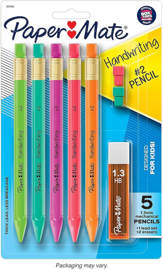 Handwriting Triangular Mechanical Pencil Set with Lead and Eraser Refills, 1.3 mm