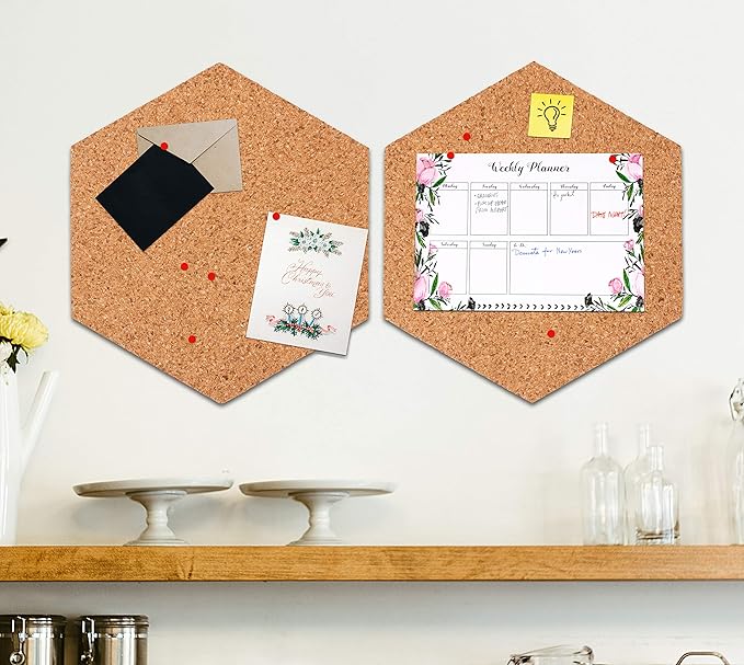 VViViD Adhesive Backed 7.9 Inch by 6.8 Inch Hexagonal 1/4 Inch Thick Cork Foam Board (8 Pack)
