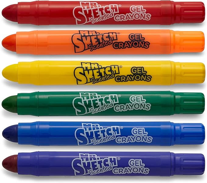 Mr. Sketch 1951332 1951332 Scented Twistable Gel Crayons, Assorted Colors, Pack Of 6, Multicolor, 6-Count