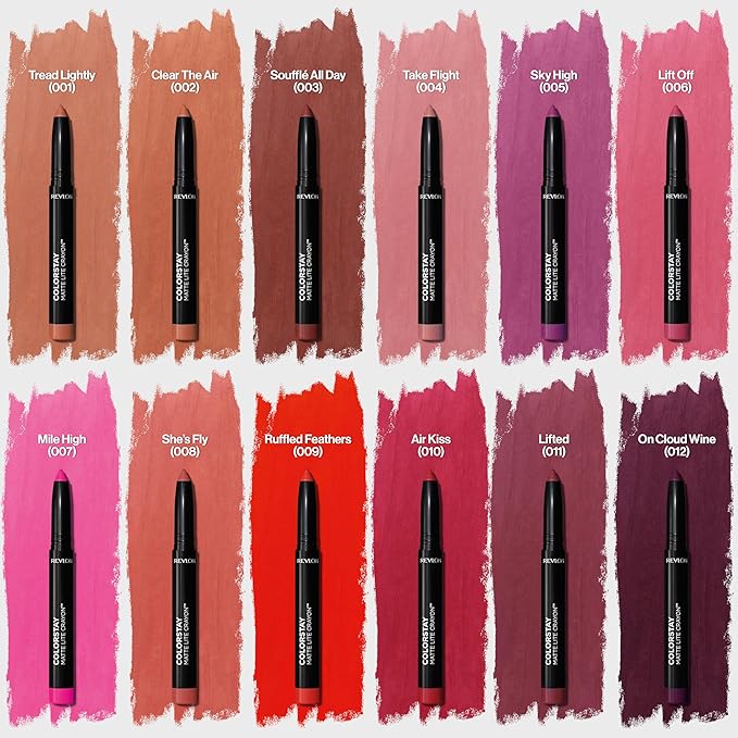 REVLON ColorStay Matte Lite Crayon Lipstick with Built-in Sharpener, Smudge-proof, Water-Resistant Non-Drying Lipcolor, 006 Lift Off, 0.049 oz