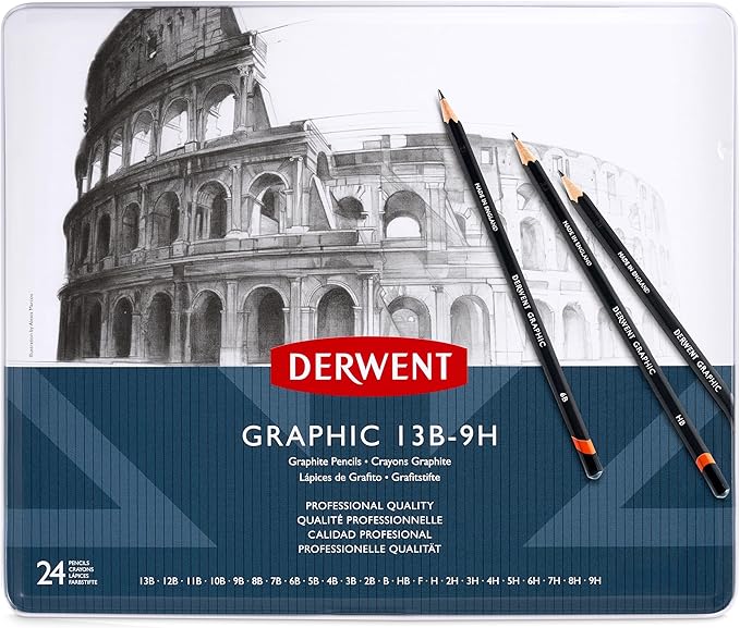 Derwent Graphic Pencils, Metal Tin, 24 Count (34202)