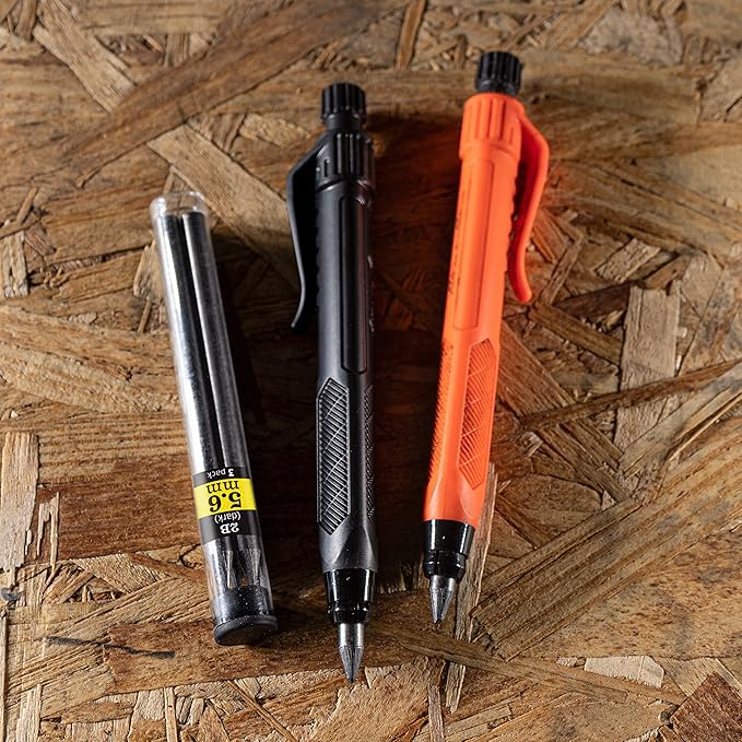Rite in the Rain Heavy Duty Gravity-Fed Lead Holder Pencil, 5.6mm Dark (2B) Lead, Black and Orange Barrel, 2 Pack (No. 56-2)