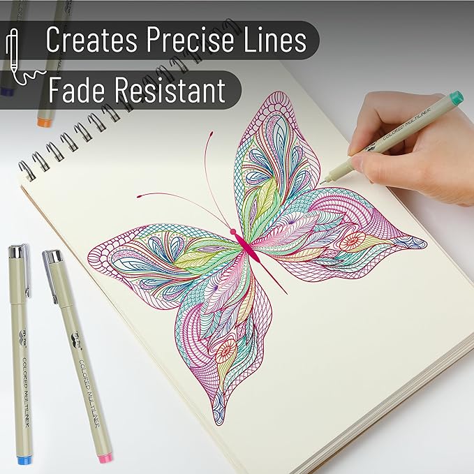Mr. Pen - 0.5mm 8 Pack Colorful Fine Point Pens for Drawing, Sketching & Bible Journaling