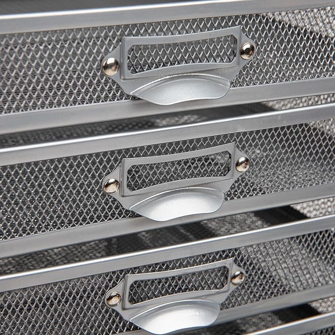 Mind Reader 10-Drawer Desk Organizer for Office Supplies, Crafts, Mail Sorting & More, Metal Mesh, 10.75"L x 14"W x 21.25"H, Silver