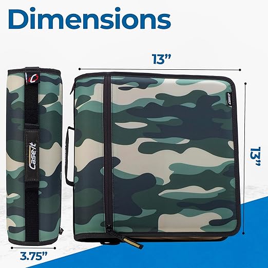 Case-it Mighty Zip Tab School Zipper Binder | 3-Inch O-Rings, 600-Sheet Capacity, 5-Subject Expanding File Folder, Multiple Pockets & Storage Organizer, Shoulder Strap | D-146 OG Camo