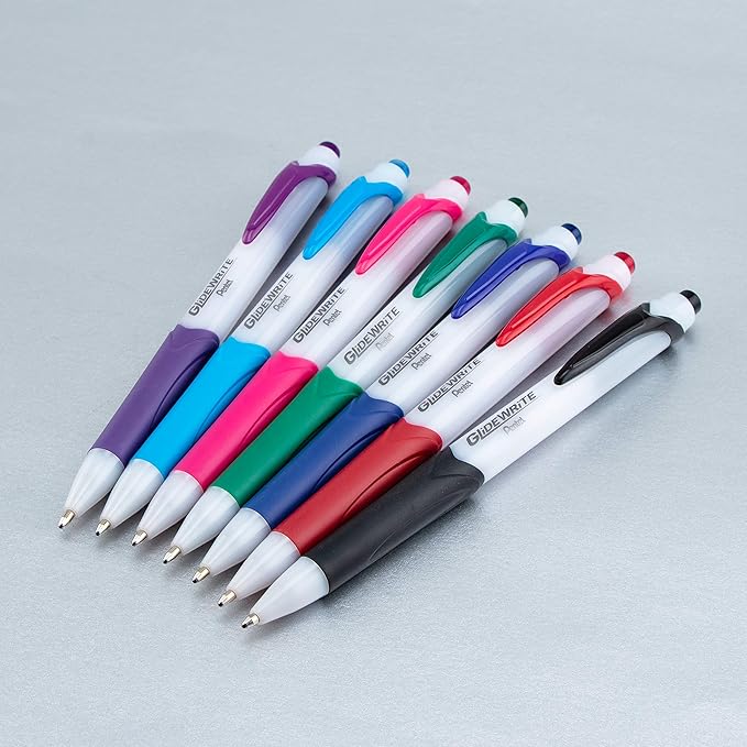Pentel GlideWrite Ballpoint Pen with TechniFlo Ink, (1.0mm) Medium Line, Blue, Box of 12 (BX910-C)
