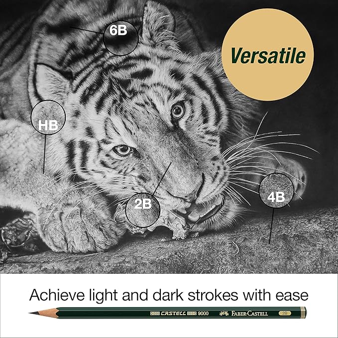 Faber-Castell Sketching and Accessories Set - Castell 9000 Graphite Pencils and Eraser Pencils - Art Pencils for Drawing and Shading