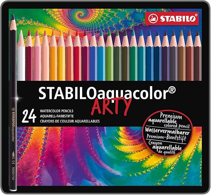 Aquarellable Coloring Pencil - STABILOaquacolor - Tin of 24 - Assorted Colors