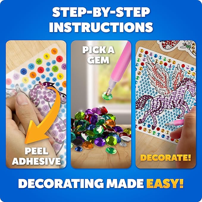 Blue Marble Ultimate Diamond Painting Kit for Kids – 6 Craft Activities with 1500+ Gems, Make 3 Window Art Pieces & 3 Keychains, Includes Applicator Pens, Gem Trays & Stencils, Kids Crafts