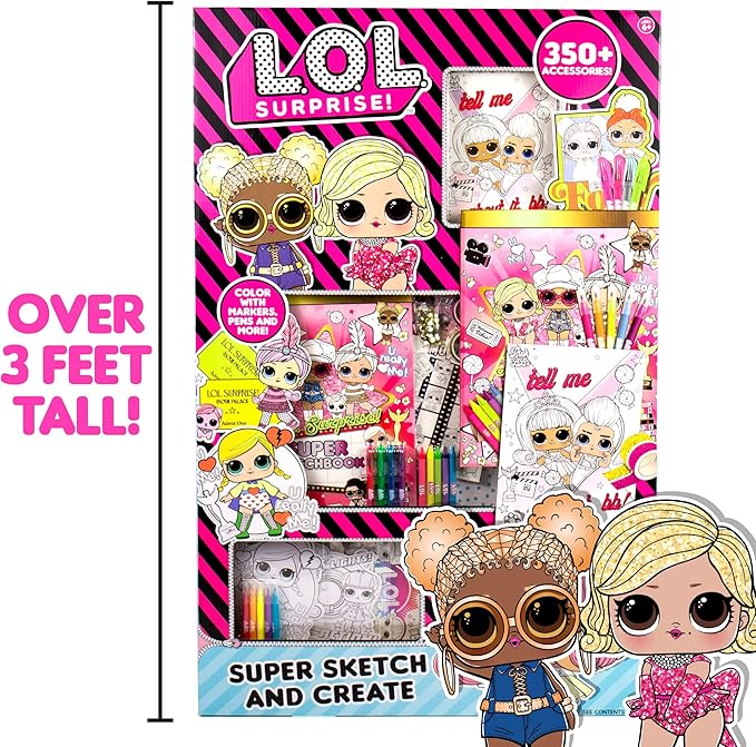 L.O.L. Surprise! O.M.G. Ultimate Fashion Designer by Horizon Group USA, Color & Create Outfits & Make-Up Looks for The O.M.G. Sisters, Includes 2 Sketchbooks, 5 Surprises, Stickers, Stencils & More