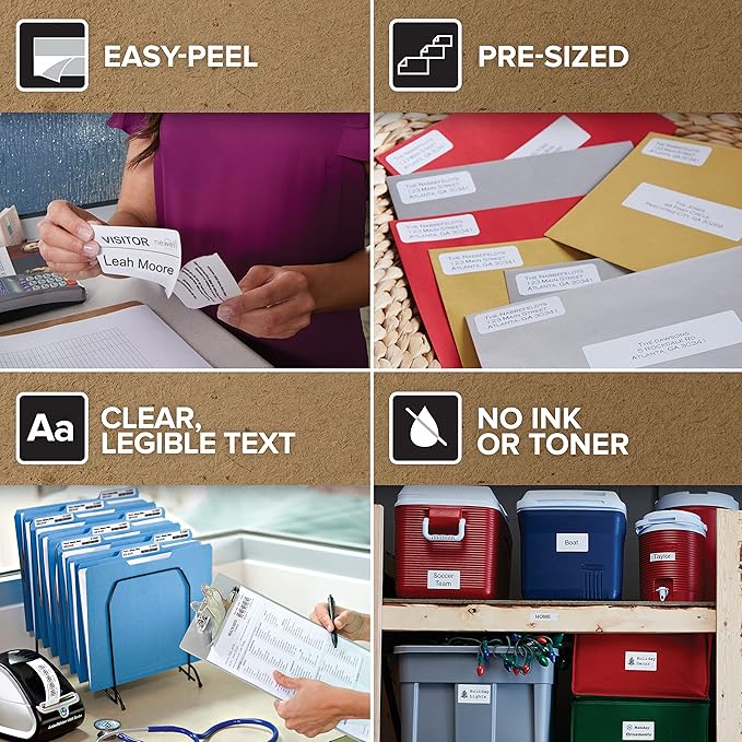 DYMO Authentic LabelWriter Multi-Purpose Labels, 32mm x 57mm, 6 Rolls of 1,000 Easy-Peel Labels (6,000 Count), Self-Adhesive, for LabelWriter Label Makers