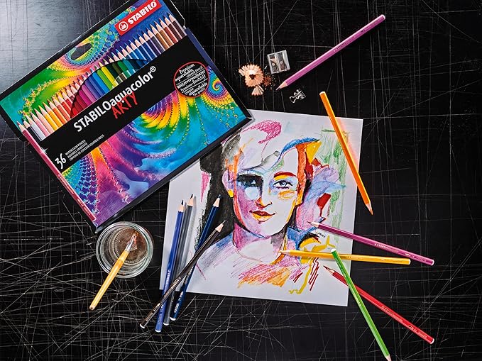 STABILO Aquarellable Coloring Pencil - STABILOaquacolor - Tin of 12 - Assorted Colors