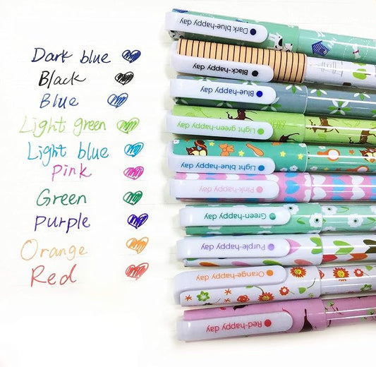 Cute Color Pens Multi Colored Gel Ink Fine Tip for Journal Writing Drawing Calendar Agenda Coloring Art Planner 10 Pcs 0.5 mm Green Forest