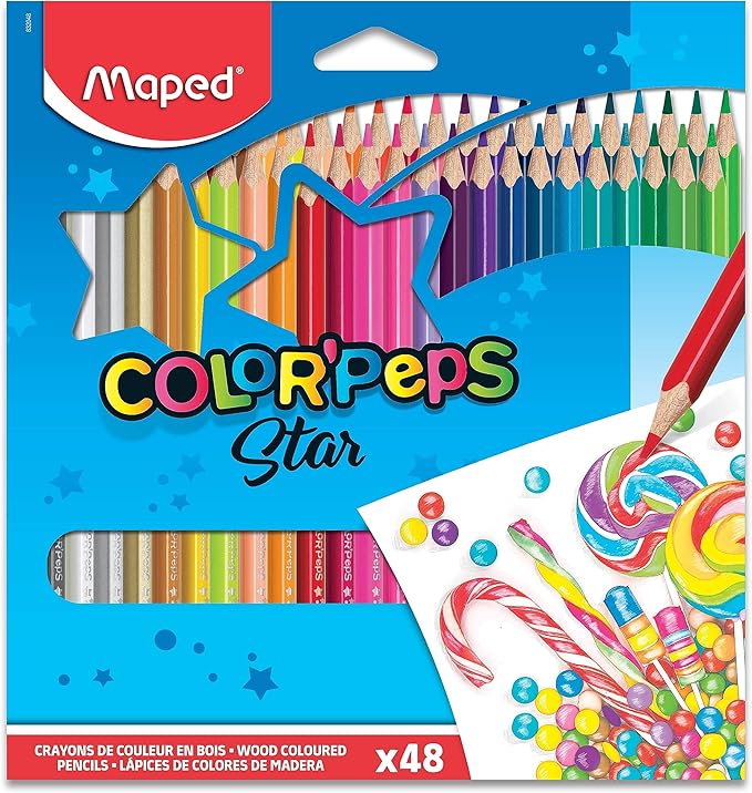 Maped - Color'Peps Triangular Colored Pencils - 48 Pack - Vibrant Colors.