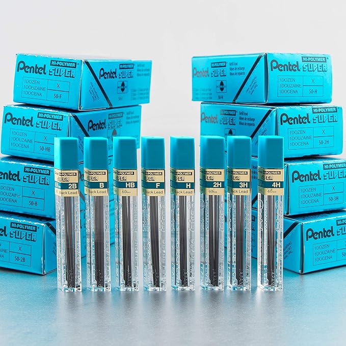 Pentel Super Hi-Polymer Lead Refill, (0.7mm) Medium, F, 144 Pieces of Lead (50-F)