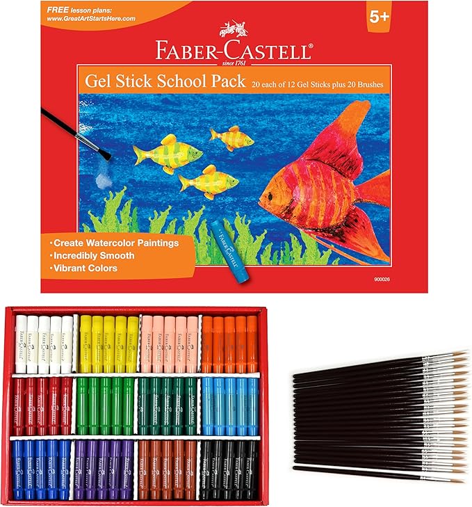 Faber-Castell Gel Stick School Pack - Multi-purpose Crayons - 240 Count - 12 Vibrant Colors