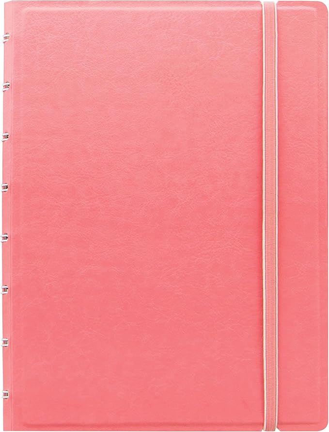 FILOFAX Refillable Pastel Notebook, A5 (8.25" x 5") Rose - 112 Cream moveable pages - Index, pocket and page marker (B115053U)