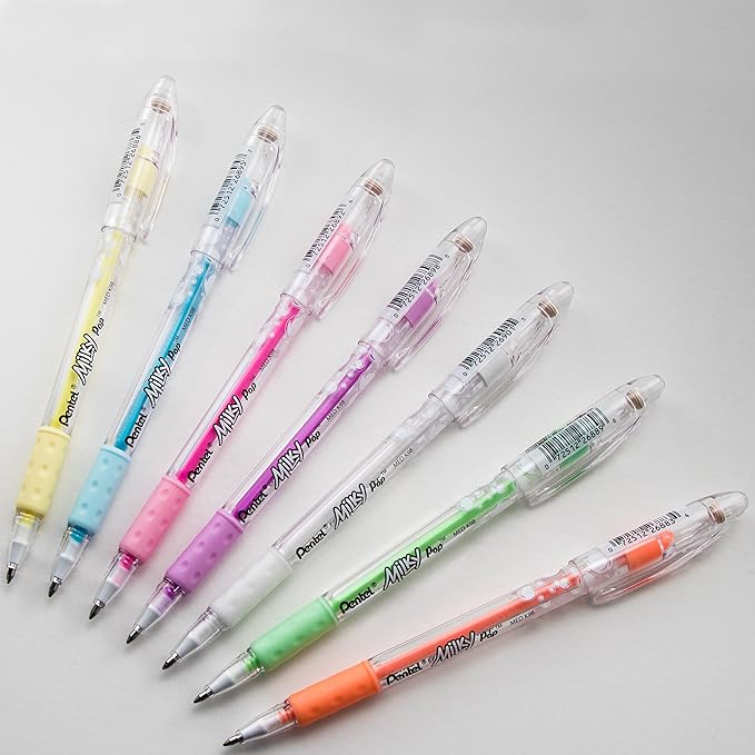 Pentel Arts Milky Pop Pastel Gel Pen, 0.8mm Medium Line, Assorted Colors, Pack of 8 (K98PABP8M)